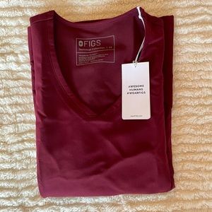 Figs Burgundy Aburi V Neck Scrub Top (XSMALL)